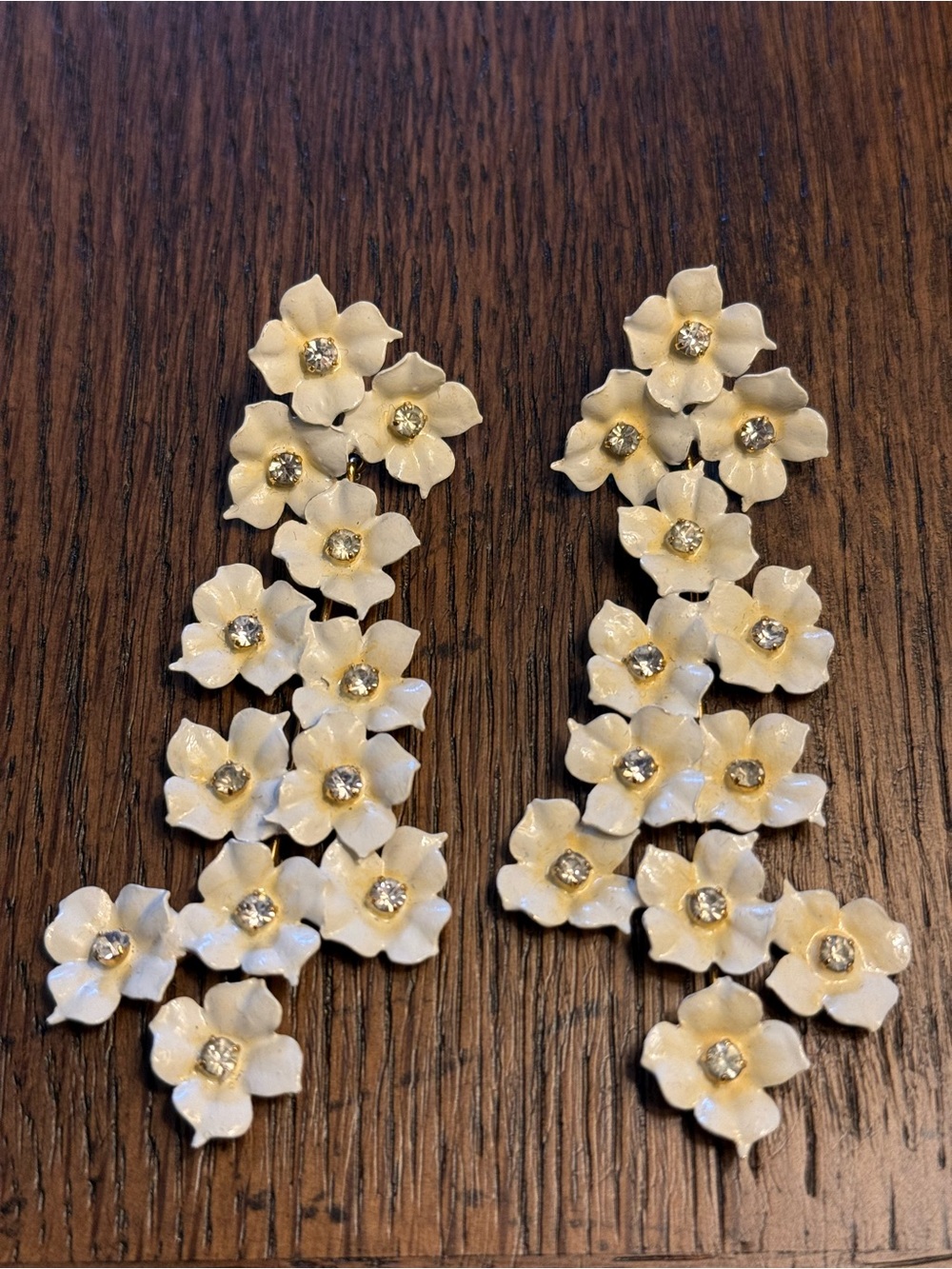 Jennifer Behr White Floral Crystal Drop Earrings